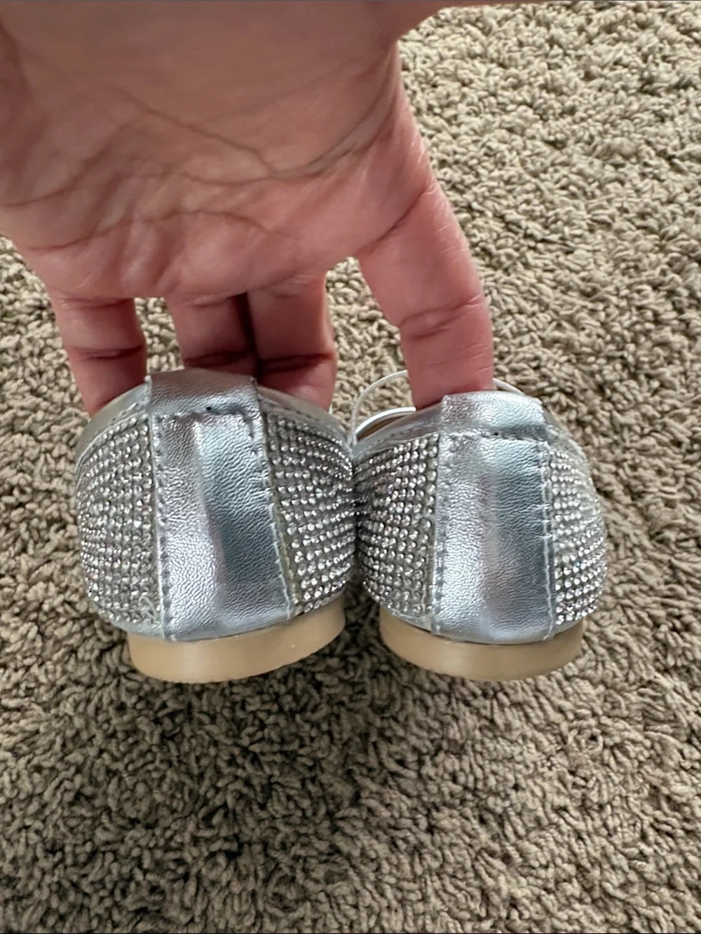 Kids Silver Rhinestone Mary Jane Dress Shoes